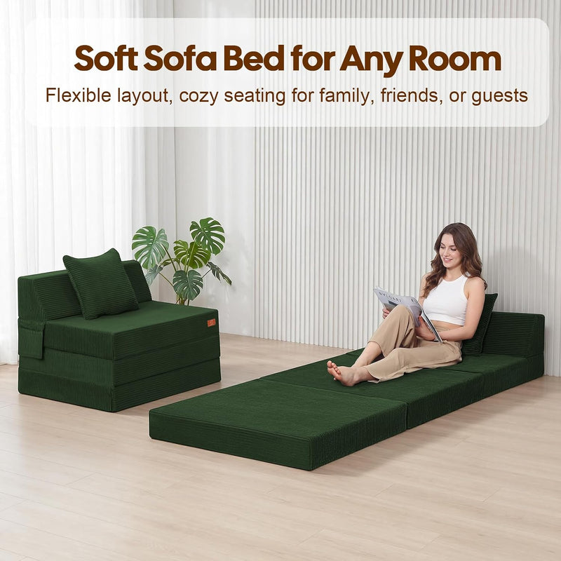 Folding Sofa Bed Convertible Boneless Couch with Pillow