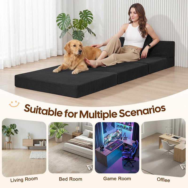 Folding Sofa Bed Convertible Boneless Couch with Pillow