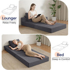 Folding Sofa Bed Convertible Boneless Couch with Pillow