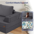 Folding Sofa Bed Convertible Boneless Couch with Pillow