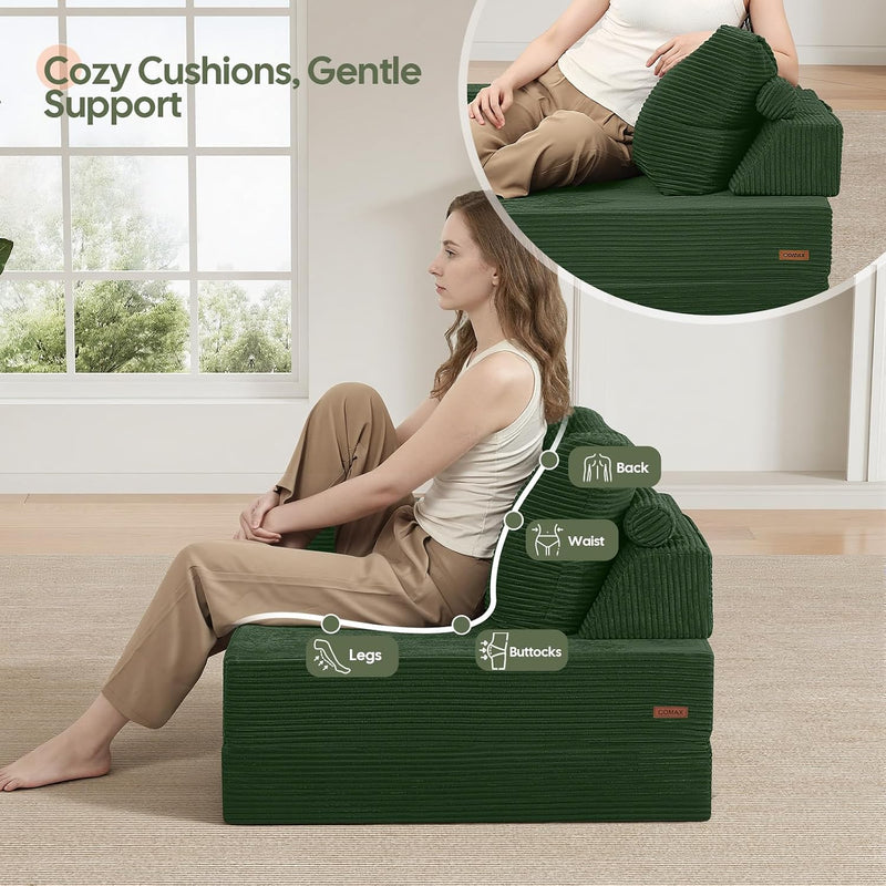Folding Sofa Bed Convertible Boneless Couch with Pillow