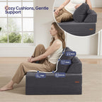 Folding Sofa Bed Convertible Boneless Couch with Pillow