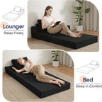 Folding Sofa Bed Convertible Boneless Couch with Pillow