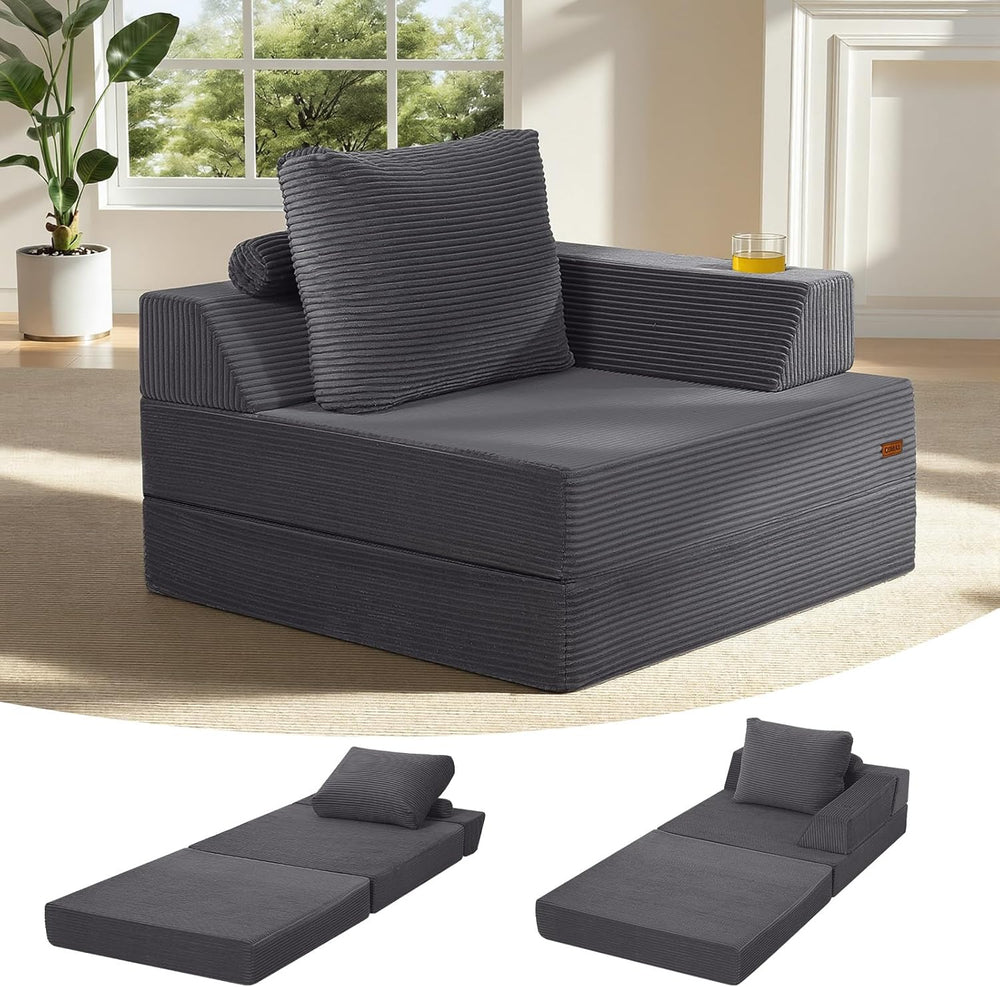 Folding Sofa Bed Convertible Boneless Couch with Pillow