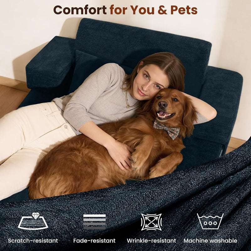 Folding Sofa Bed Convertible Chair with Pillow Armrests