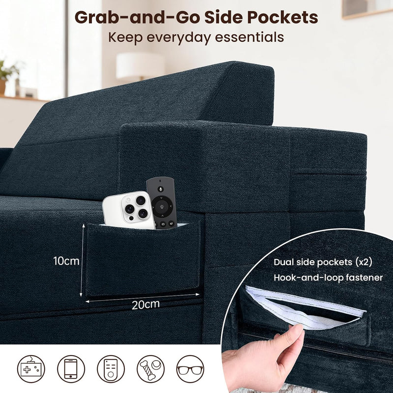 Folding Sofa Bed Convertible Chair with Pillow Armrests