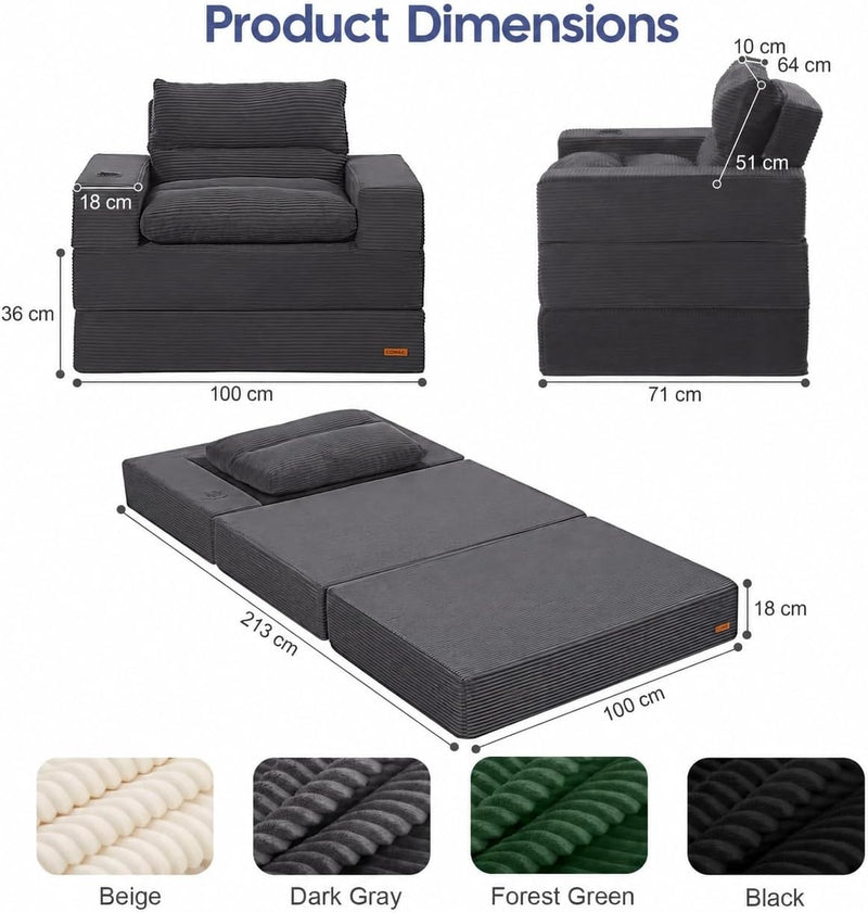 Folding Sofa Bed Convertible Foam Floor Chair