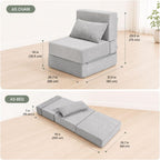 Folding Sofa Bed Convertible Sleeper Chair with Pillow