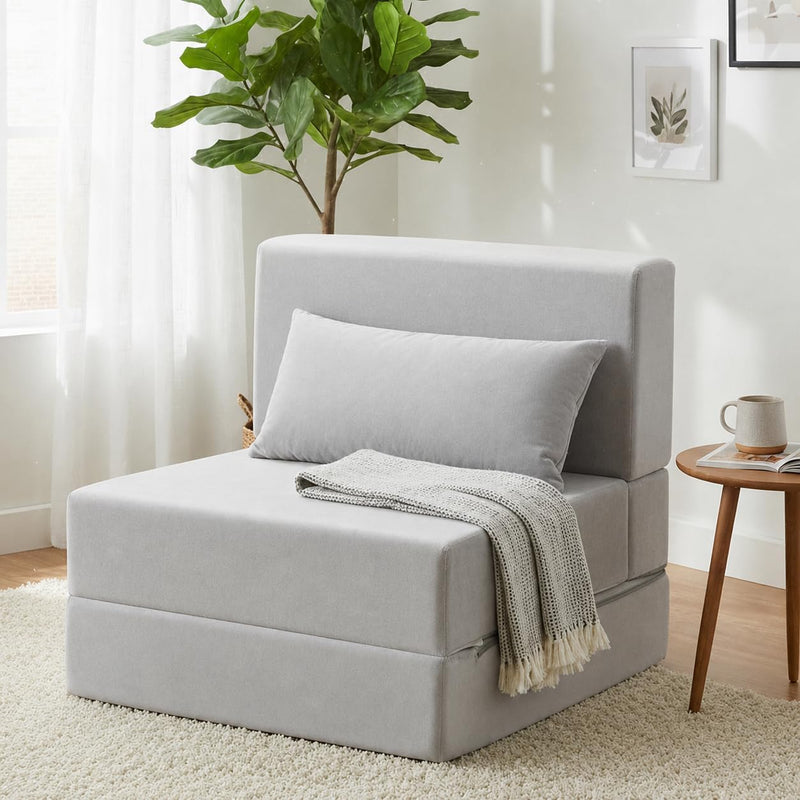 Folding Sofa Bed Convertible Sleeper Chair with Pillow