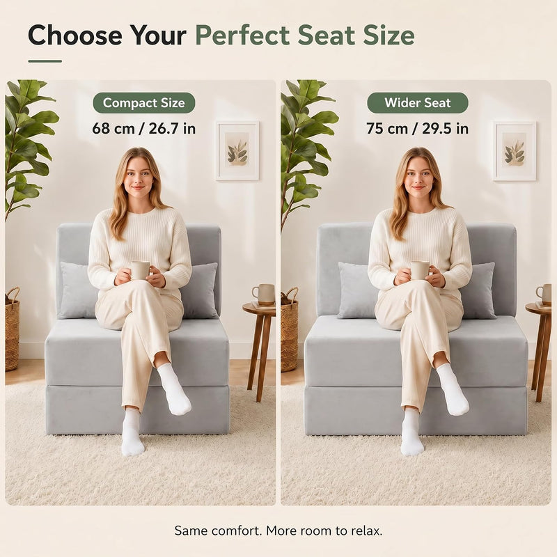 Folding Sofa Bed Convertible Sleeper Chair with Pillow