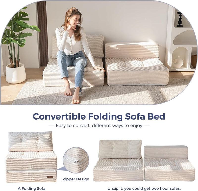 Folding Sofa Bed Convertible with High-Density Support Foam