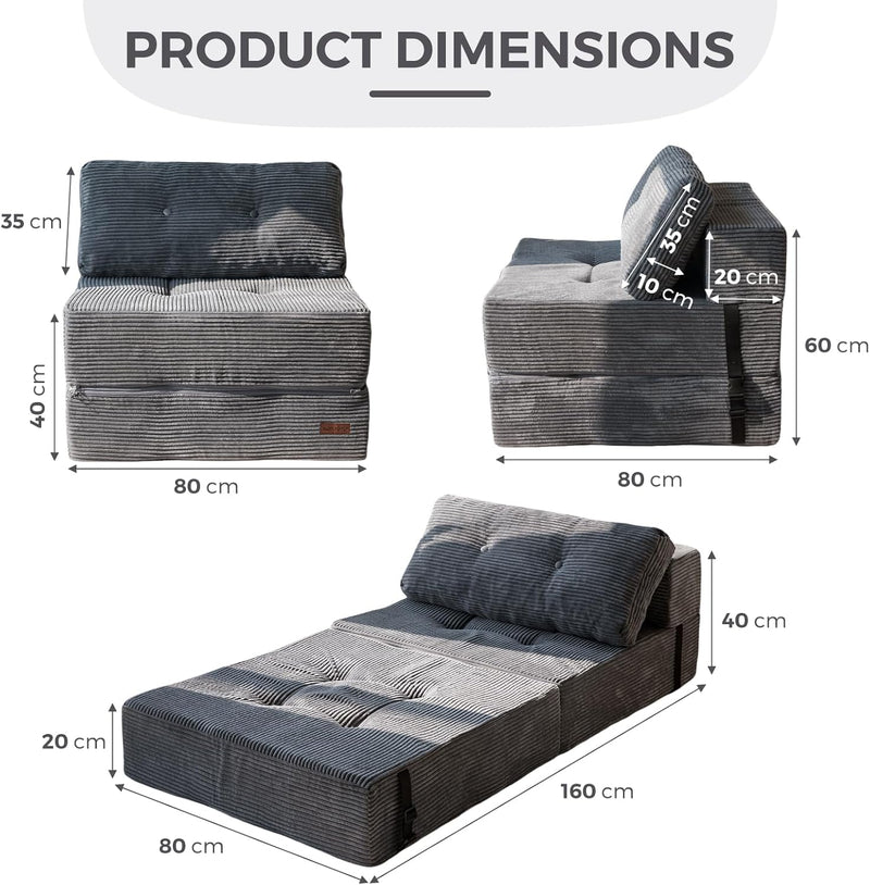 Folding Sofa Bed Convertible with High-Density Support Foam