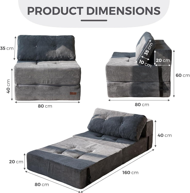 Folding Sofa Bed Convertible with High-Density Support Foam