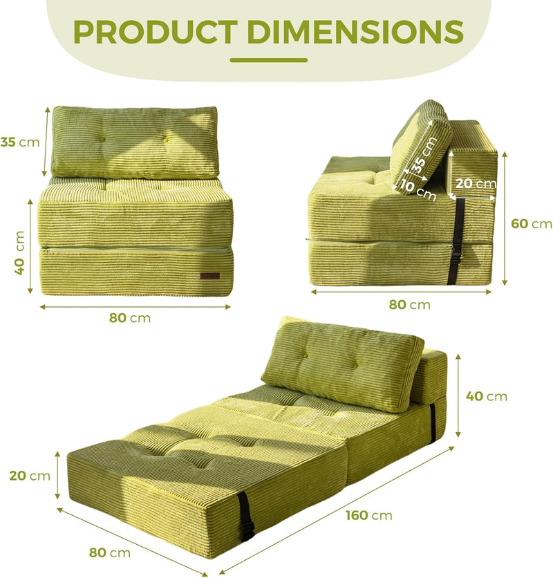Folding Sofa Bed Convertible with High-Density Support Foam