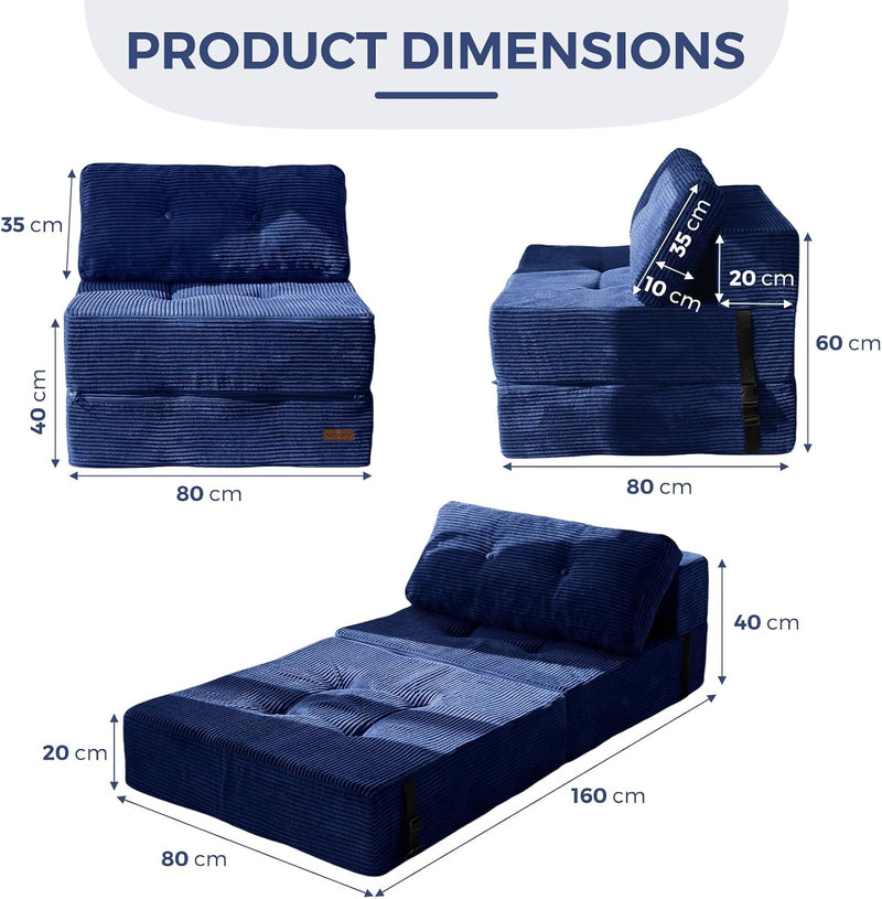 Folding Sofa Bed Convertible with High-Density Support Foam