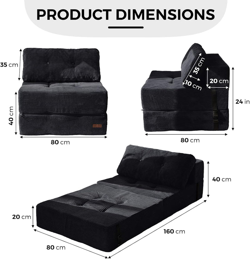 Folding Sofa Bed Convertible with High-Density Support Foam