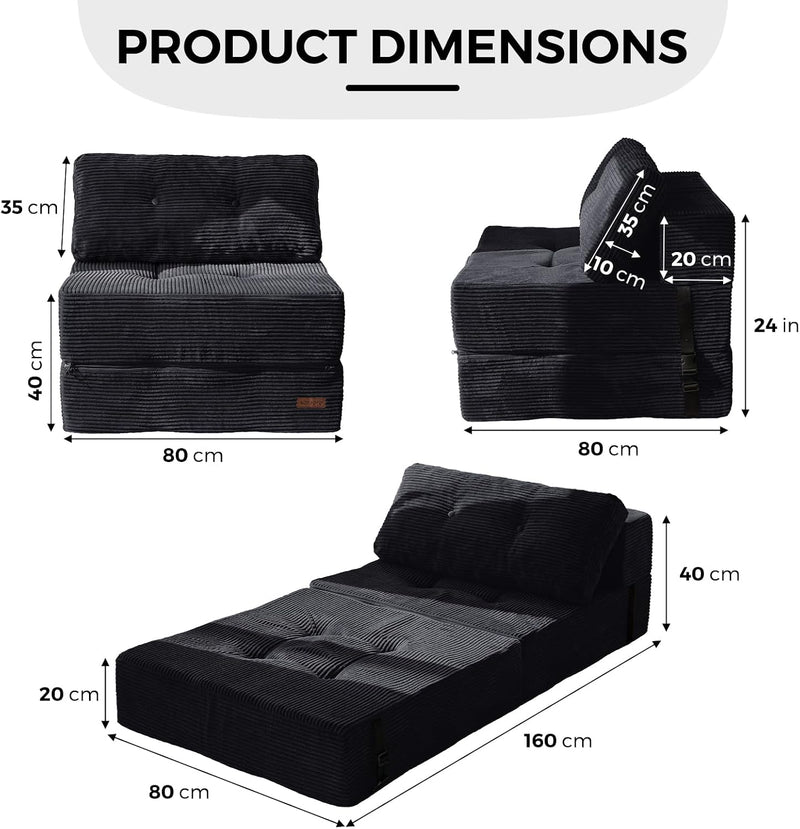 Folding Sofa Bed Convertible with High-Density Support Foam