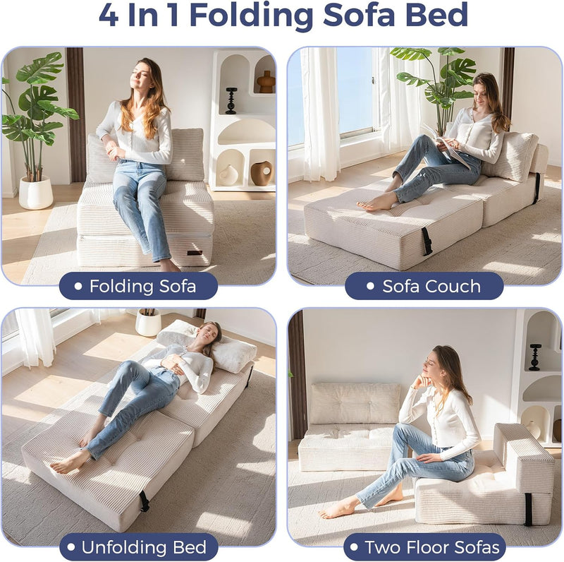Folding Sofa Bed Convertible with High-Density Support Foam