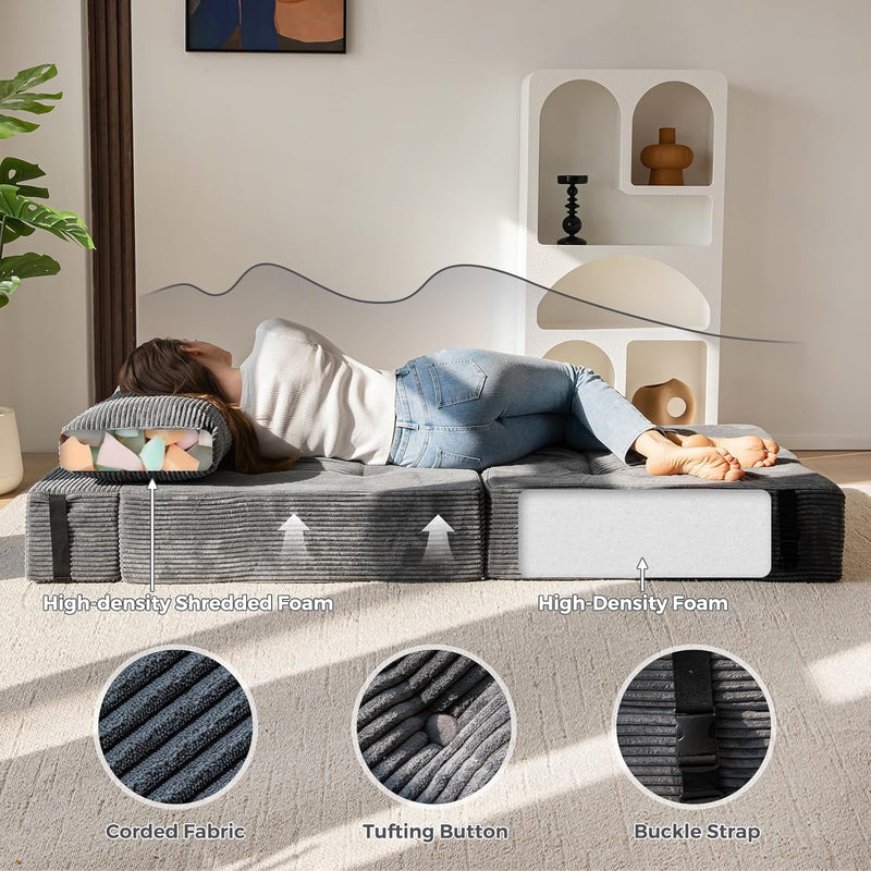 Folding Sofa Bed Convertible with High-Density Support Foam