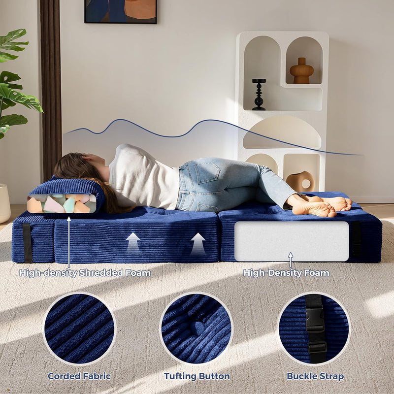 Folding Sofa Bed Convertible with High-Density Support Foam