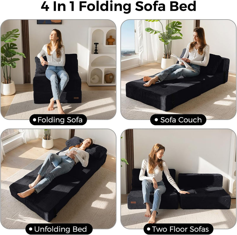 Folding Sofa Bed Convertible with High-Density Support Foam
