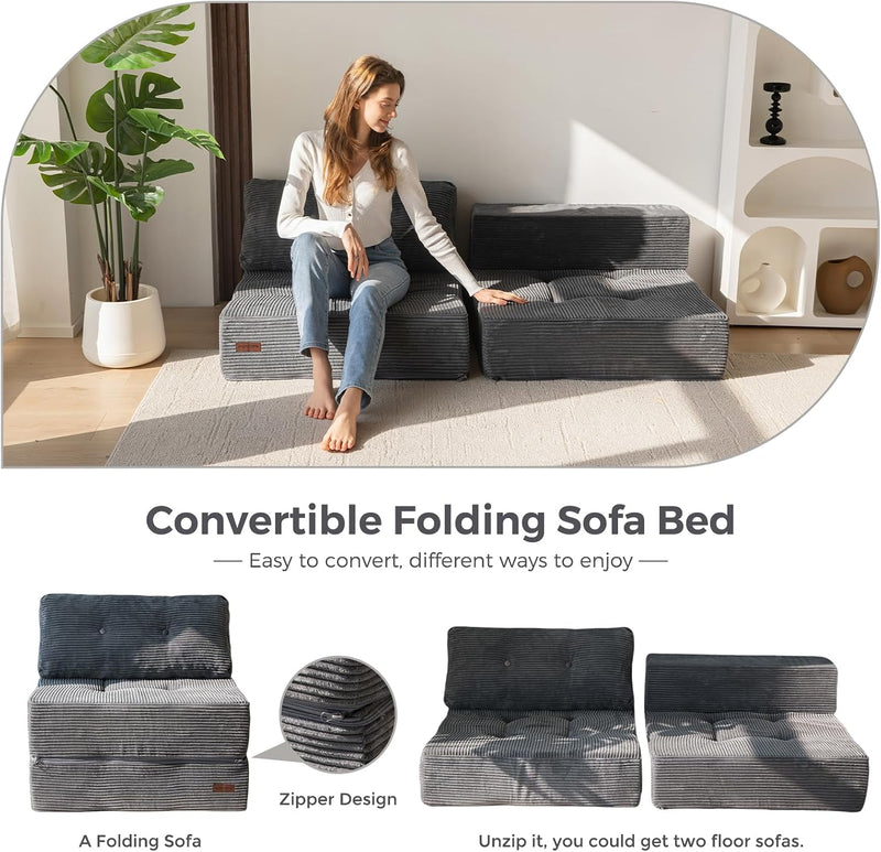 Folding Sofa Bed Convertible with High-Density Support Foam