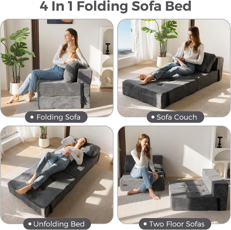 Folding Sofa Bed Convertible with High-Density Support Foam