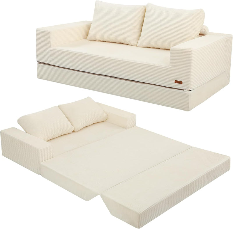 Folding Sofa Bed Corduroy Convertible Floor Couch