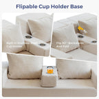 Folding Sofa Bed Corduroy Floor Couch with Cup