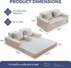 Folding Sofa Bed Corduroy Floor Couch with Cup
