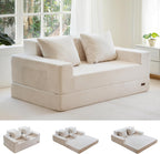 Folding Sofa Bed Corduroy Floor Couch with Cup