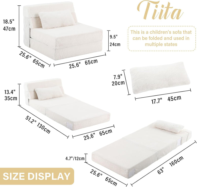 Folding Sofa Bed for Kids Quad-Fold Mattress
