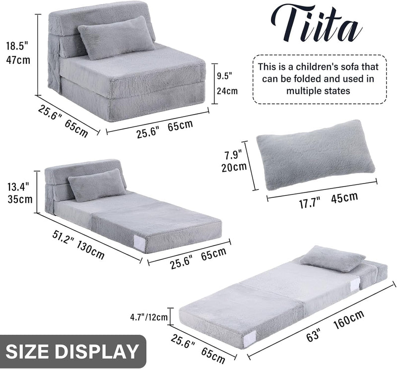 Folding Sofa Bed for Kids Quad-Fold Mattress