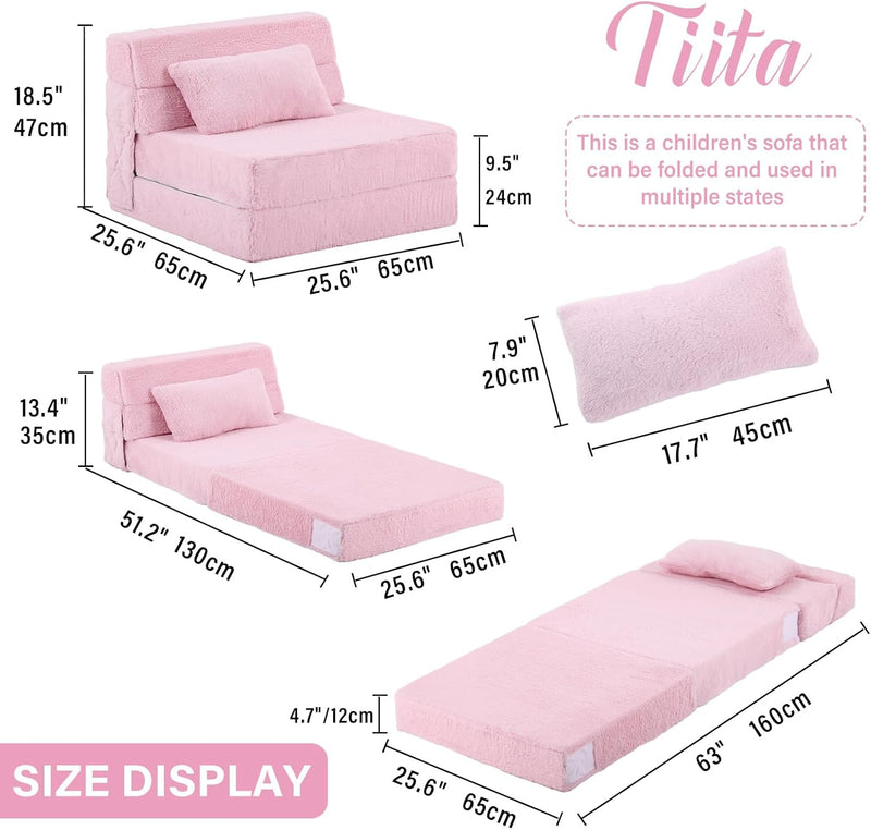 Folding Sofa Bed for Kids Quad-Fold Mattress