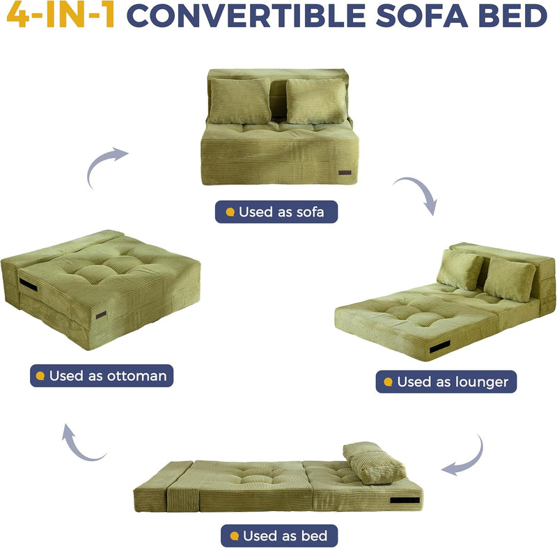 Folding Foam Sofa Bed Tri-Fold Mattress with 1