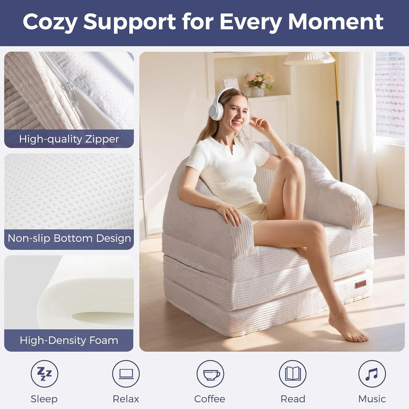 Folding Sofa Bed with Backrest Boneless Fold Out