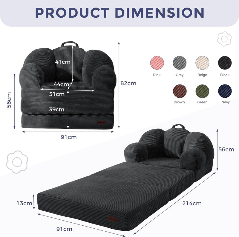 Folding Sofa Bed with Backrest Floral Shaped 2