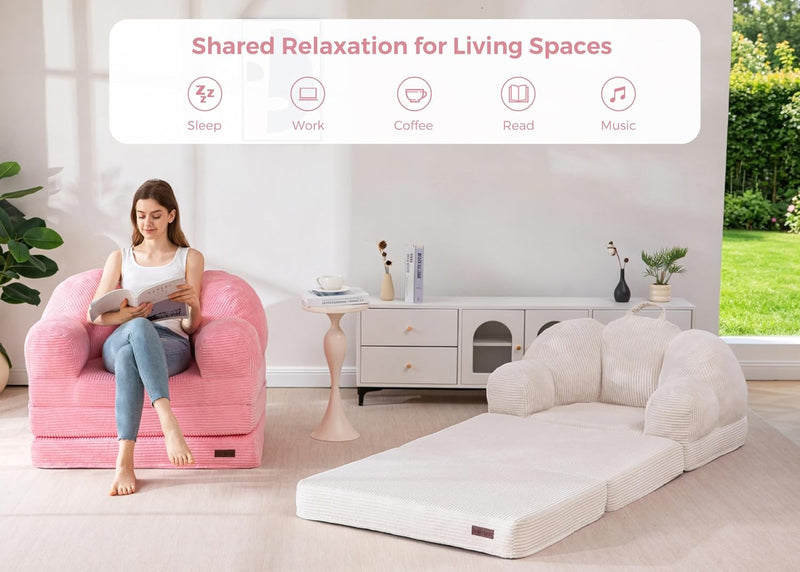 Folding Sofa Bed with Backrest Floral Shaped 2