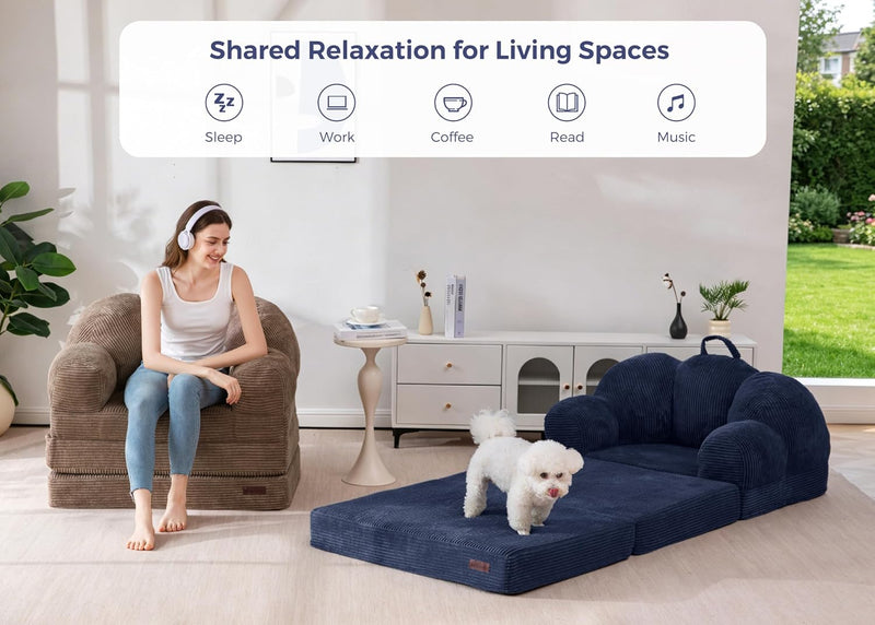 Folding Sofa Bed with Backrest Floral Shaped 2