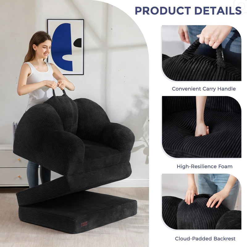 Folding Sofa Bed with Backrest Floral Shaped 2