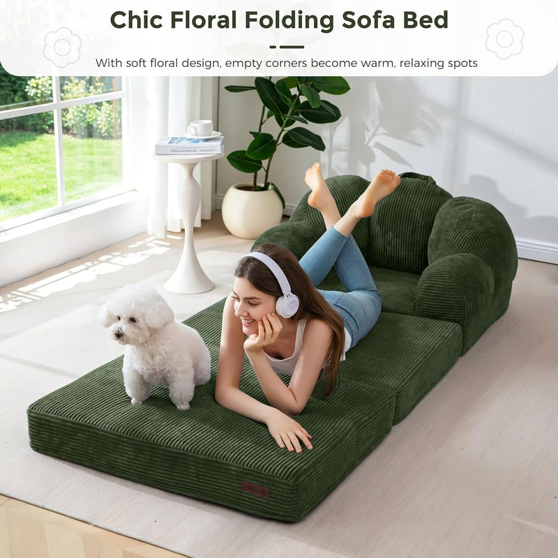 Folding Sofa Bed with Backrest Floral Shaped 2