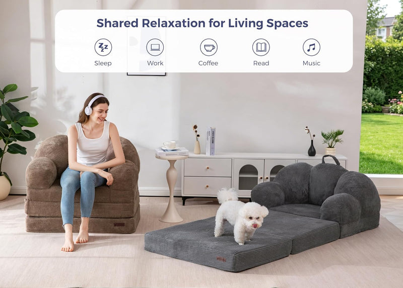 Folding Sofa Bed with Backrest Floral Shaped 2