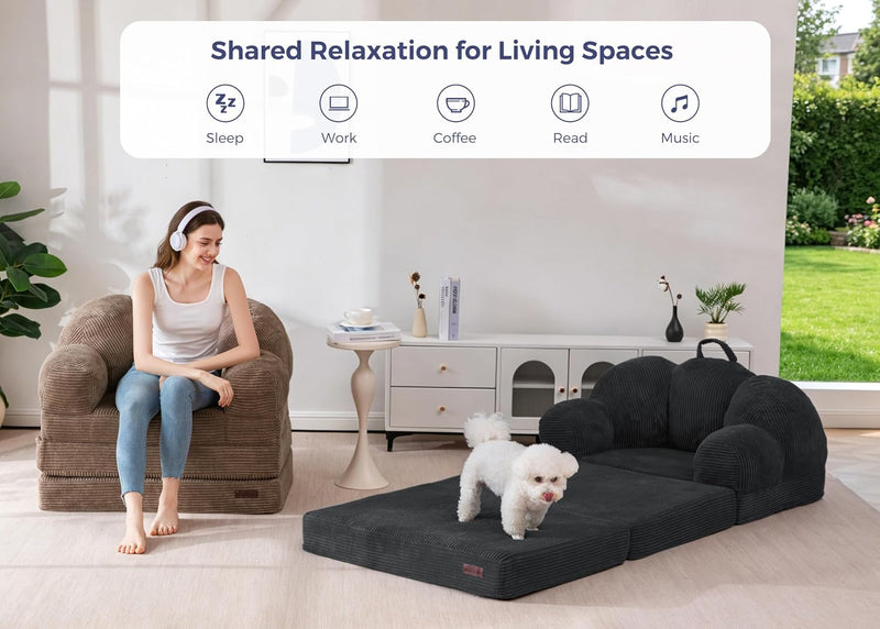 Folding Sofa Bed with Backrest Floral Shaped 2