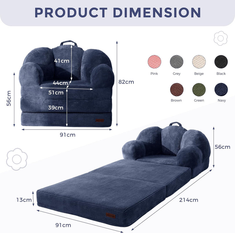 Folding Sofa Bed with Backrest Floral Shaped 2