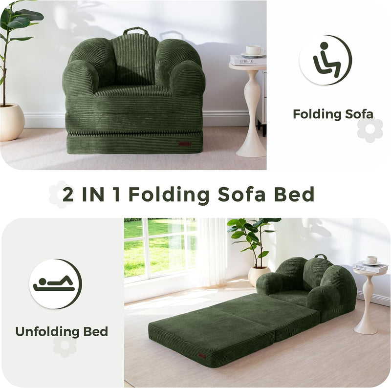 Folding Sofa Bed with Backrest Floral Shaped 2
