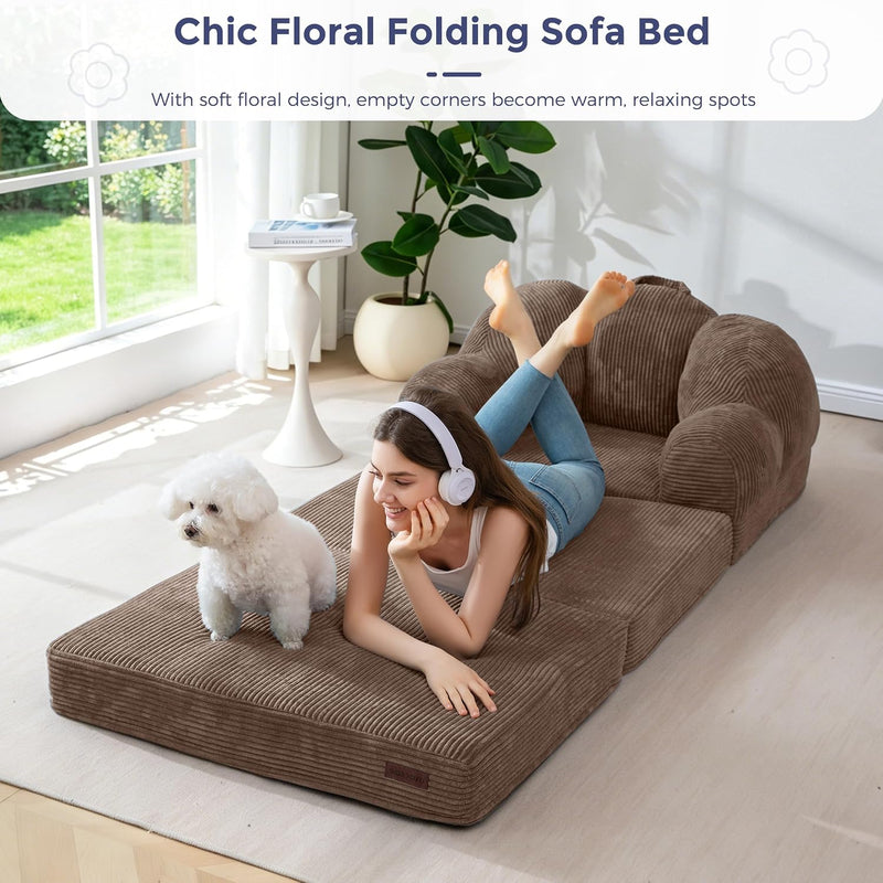 Folding Sofa Bed with Backrest Floral Shaped 2