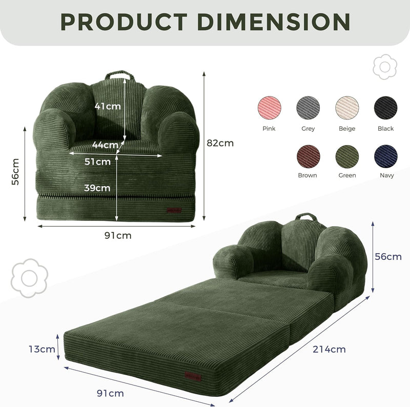 Folding Sofa Bed with Backrest Floral Shaped 2