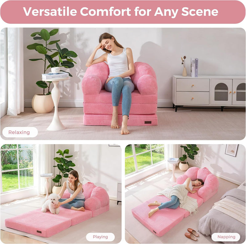 Folding Sofa Bed with Backrest Floral Shaped 2