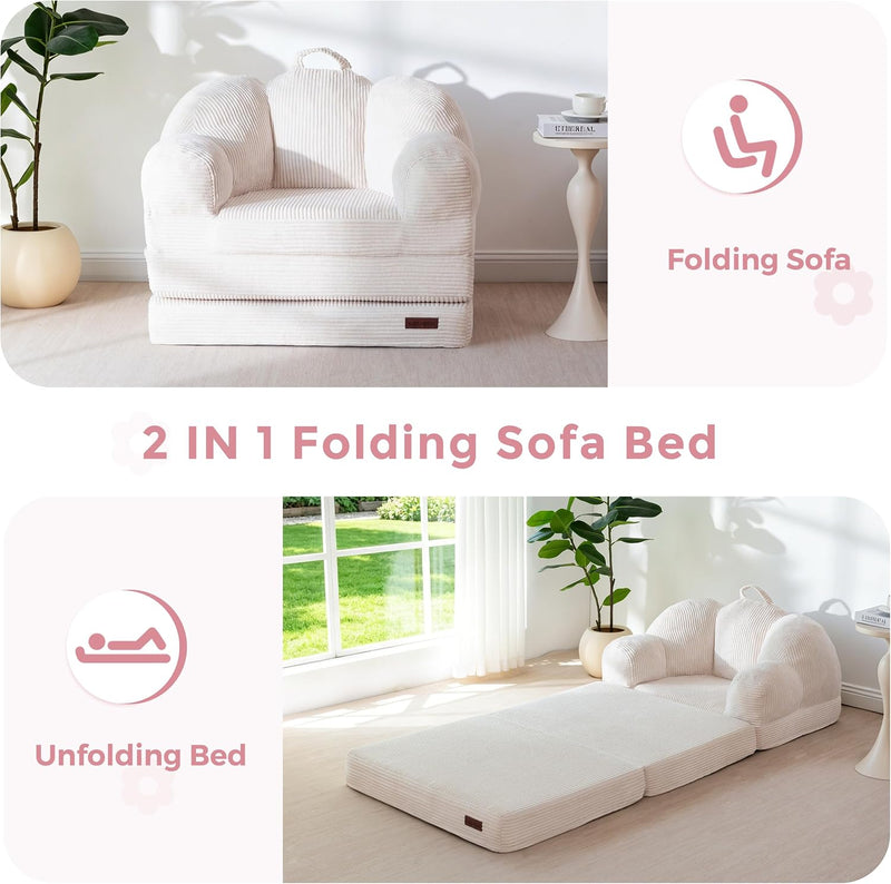 Folding Sofa Bed with Backrest Floral Shaped 2