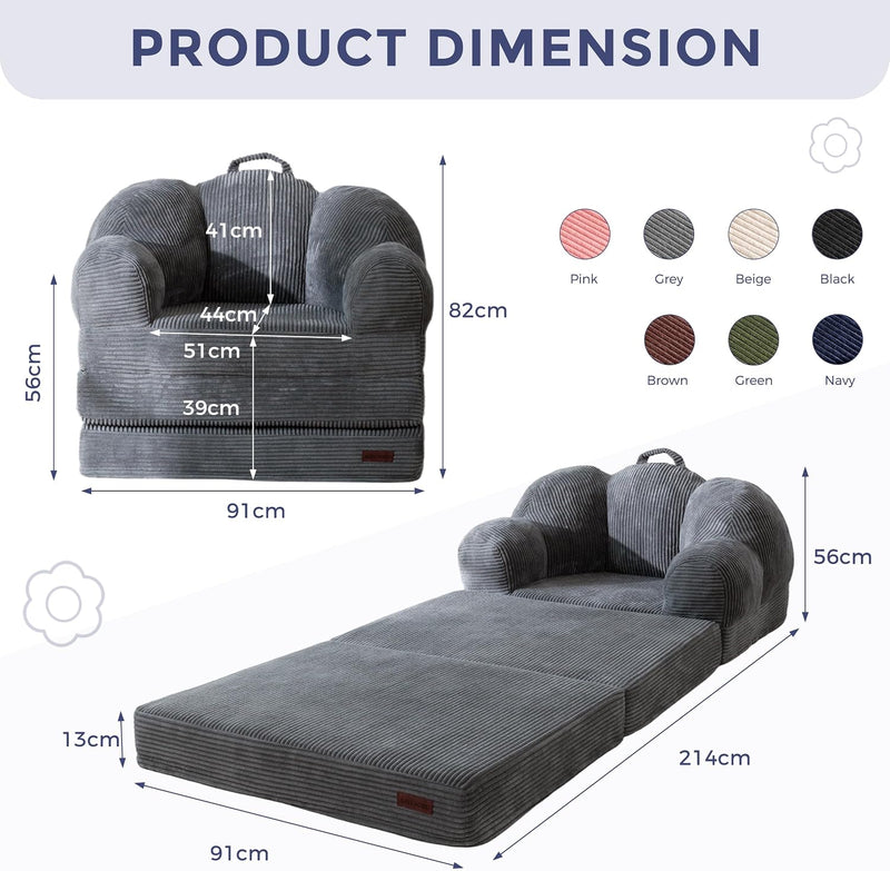 Folding Sofa Bed with Backrest Floral Shaped 2